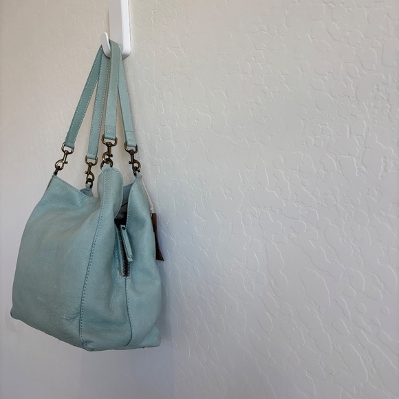 NWT American Leather Co.  genuine leather hobo bag in a light blue/mint color, - Picture 16 of 16